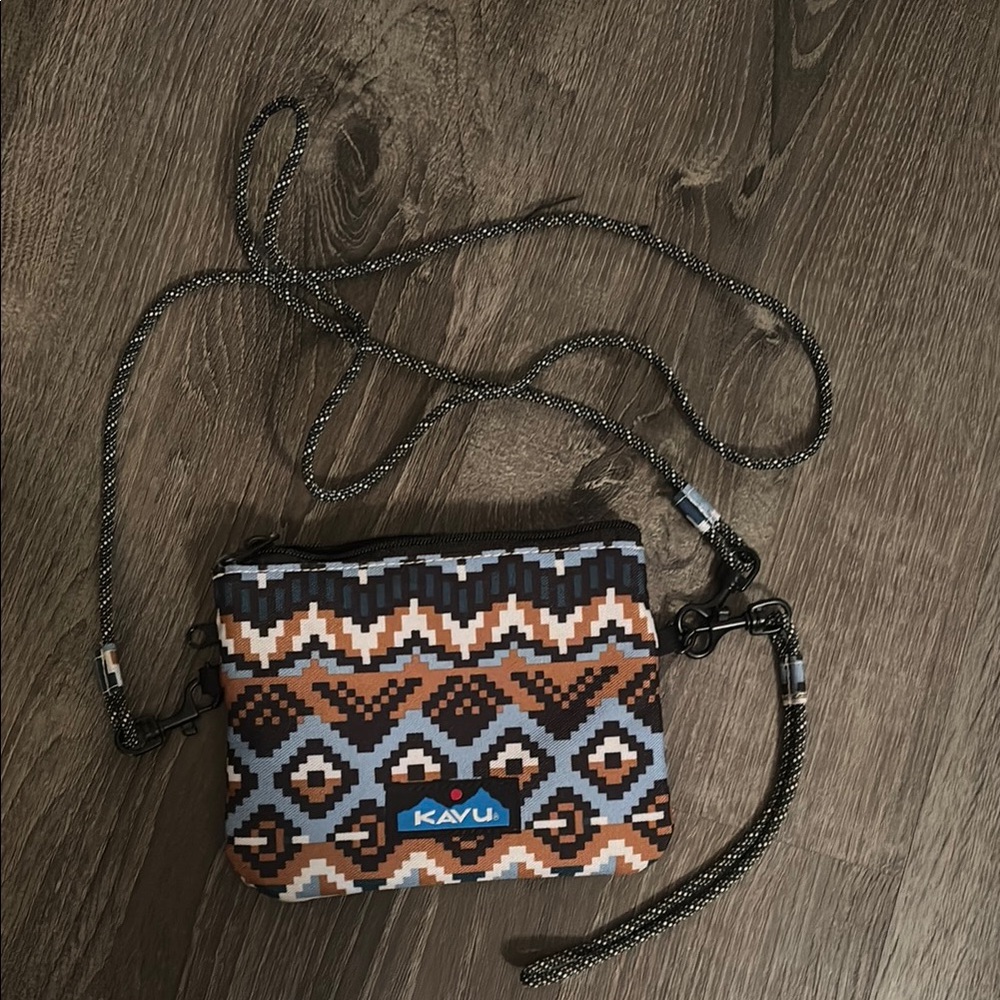 Kavu Crossbody Bag Brown Blue Black Aztec Print